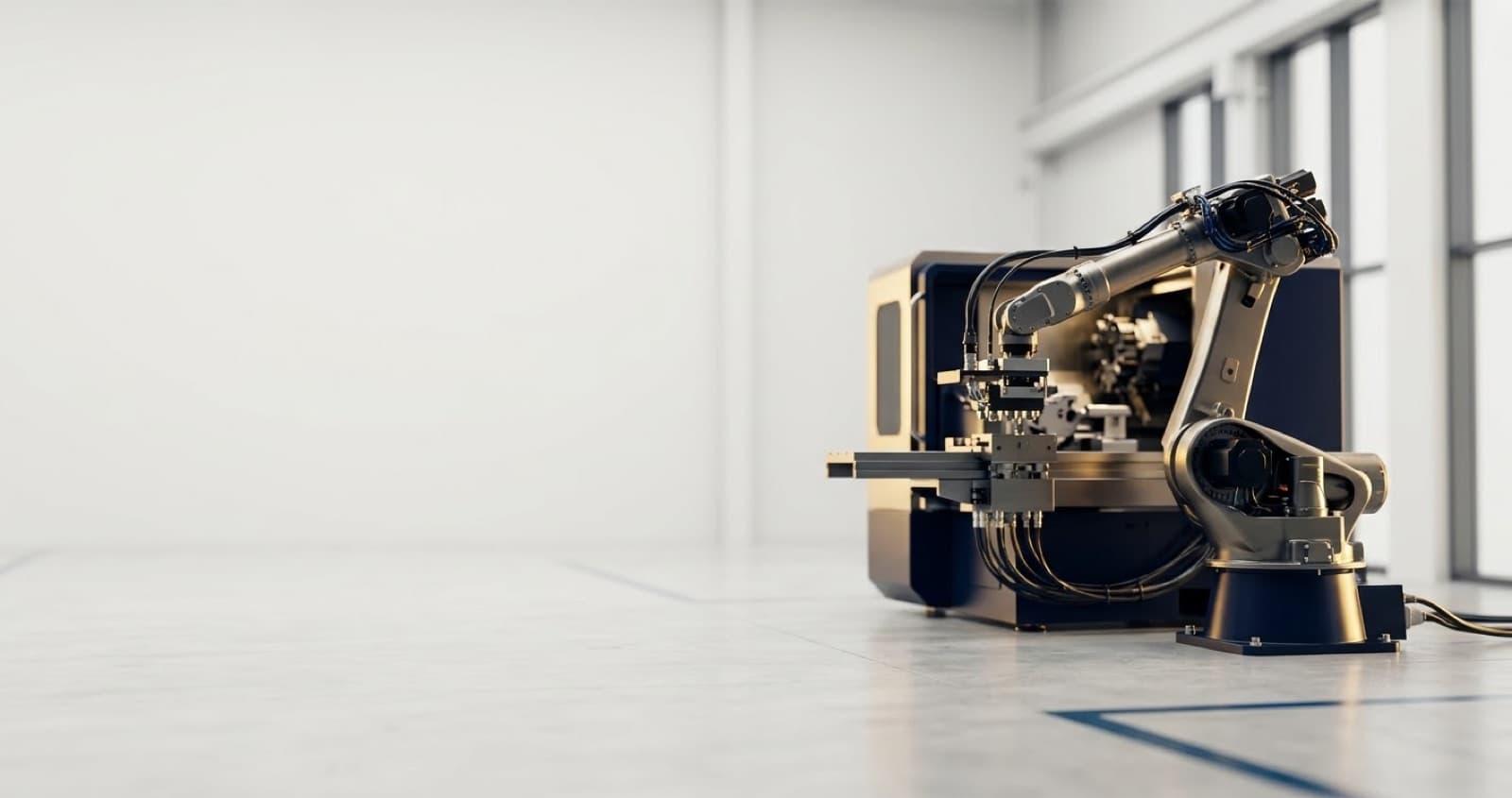 Macchinario industriale di nuova generazione con braccio robotico automatizzato
