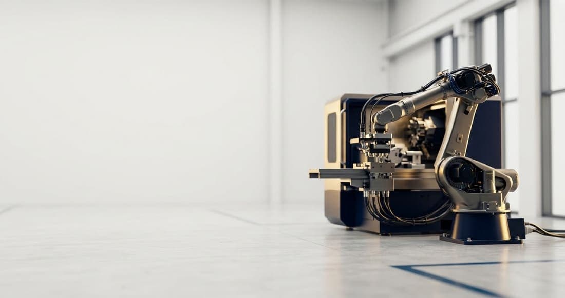Macchinario industriale di nuova generazione con braccio robotico automatizzato